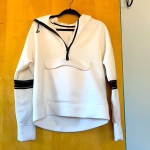 Betsy Johnson White Sweatshirt with black see through lace